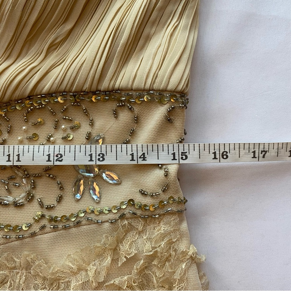 Sue Wong Nocturne Cream Embellished V-Neck Colume Mini Dress Size 10 - Picture 15 of 16